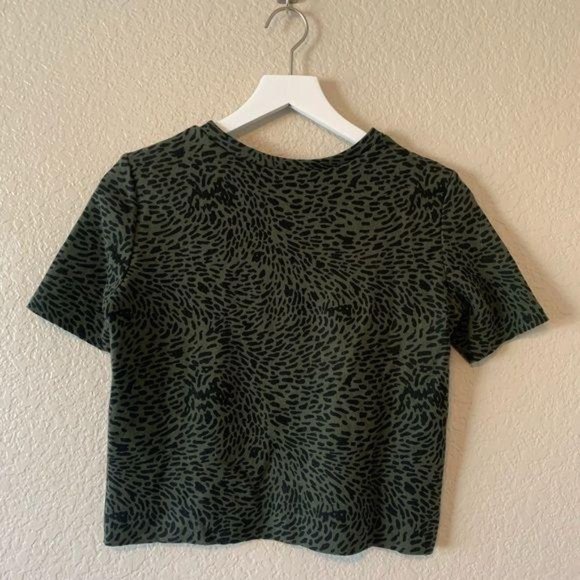 Zara Short Sleeve Top Green Leopard Print Small - Picture 7 of 8